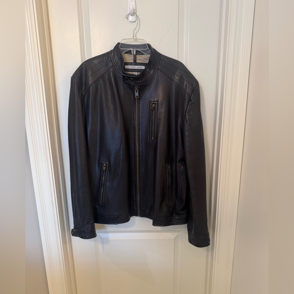 Andrew Marc Men’s Black Leather Jacket XL